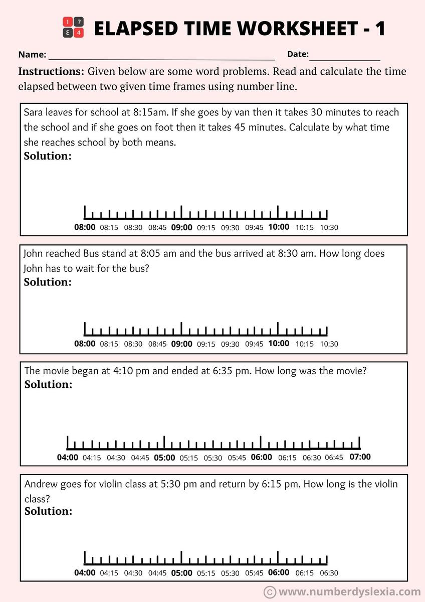Printable Elapsed Time On A Number Line Worksheets PDF Included Number Dyslexia Printable Elapsed Time On A Number Line Worksheets PDF Included Number Dyslexia