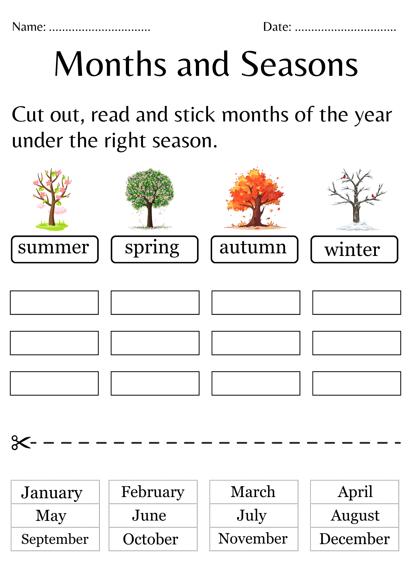 Printable Months And Seasons Worksheets For Kindergarten Made By Teachers