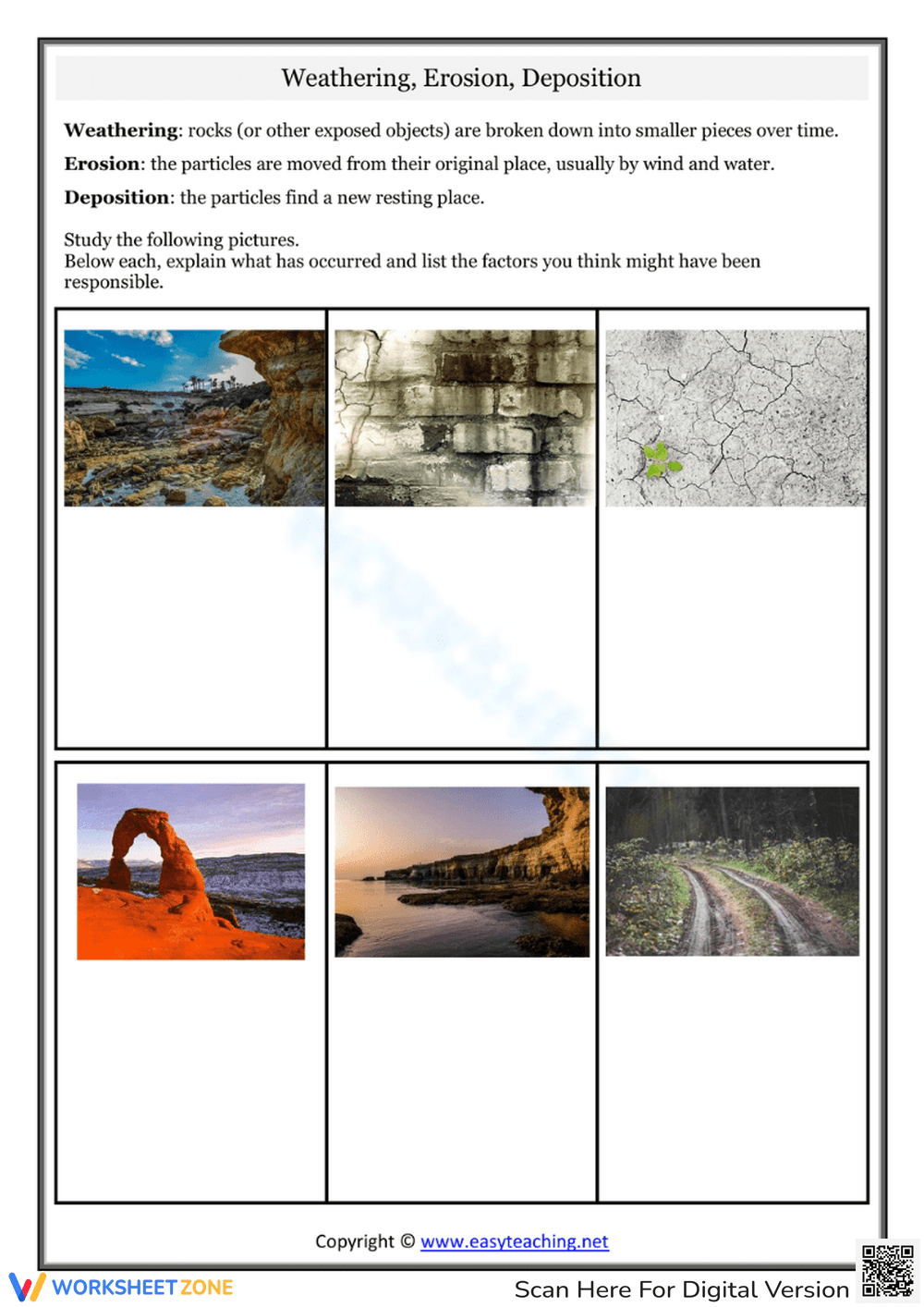 Printable Weathering Erosion And Deposition Worksheets