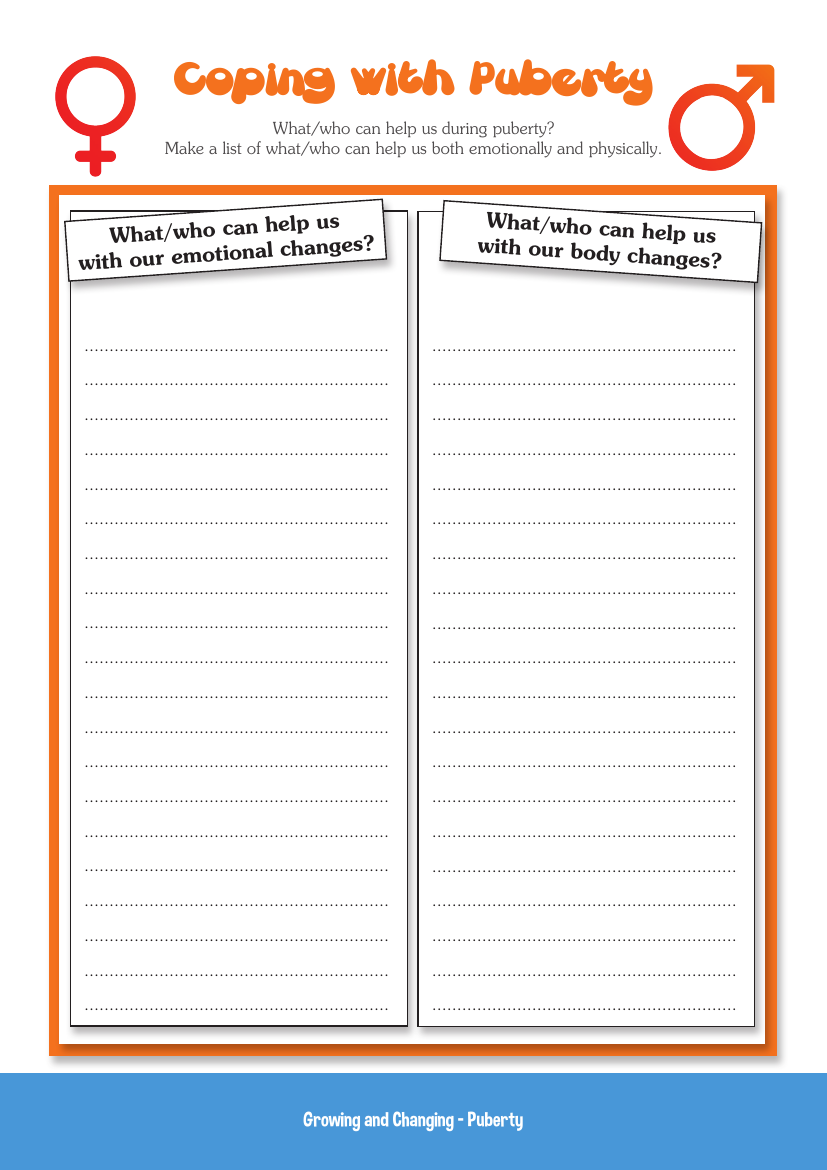 Puberty Worksheet Understanding Changes And Growth