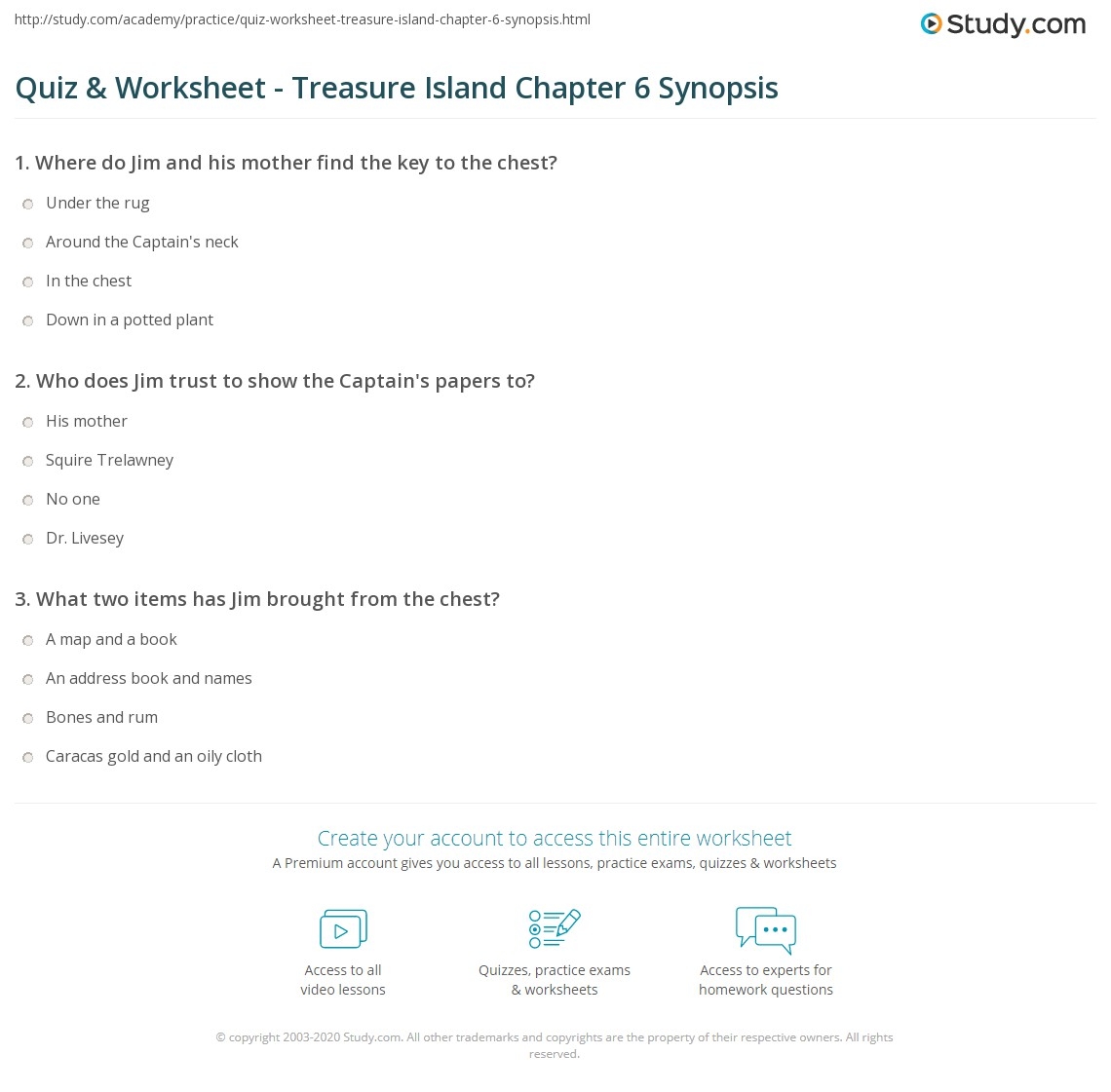 Quiz Worksheet Treasure Island Chapter 6 Synopsis Study Quiz Worksheet Treasure Island Chapter 6 Synopsis Study
