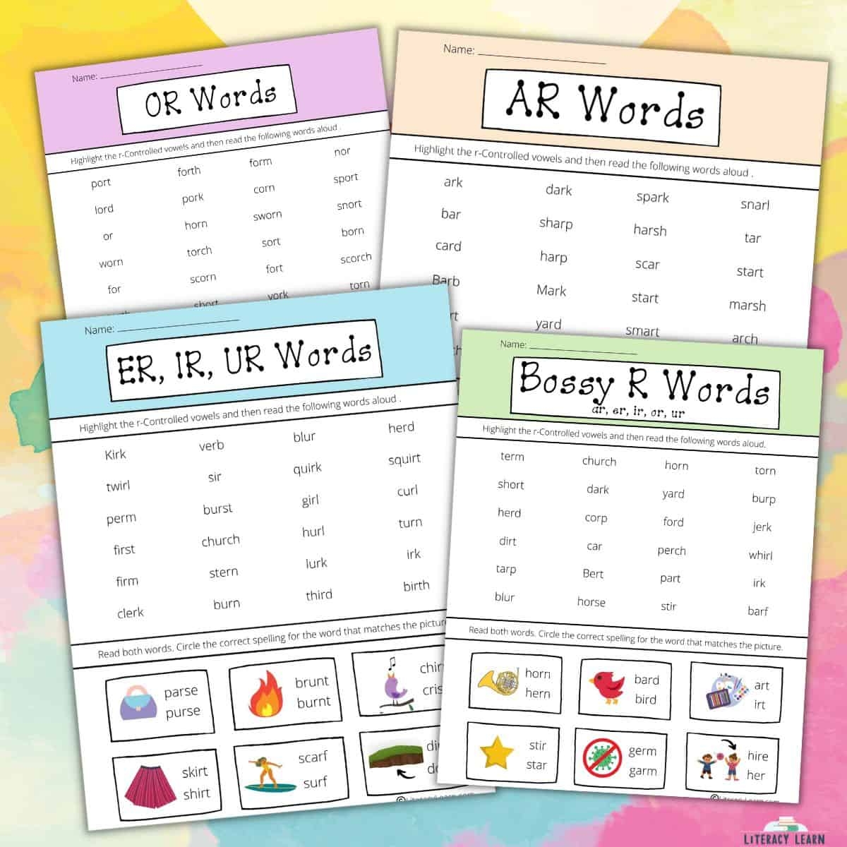 R Controlled Vowels Worksheets 4 Free Printables Literacy Learn R Controlled Vowels Worksheets Bossy R Free PDF Printables Teach Prints