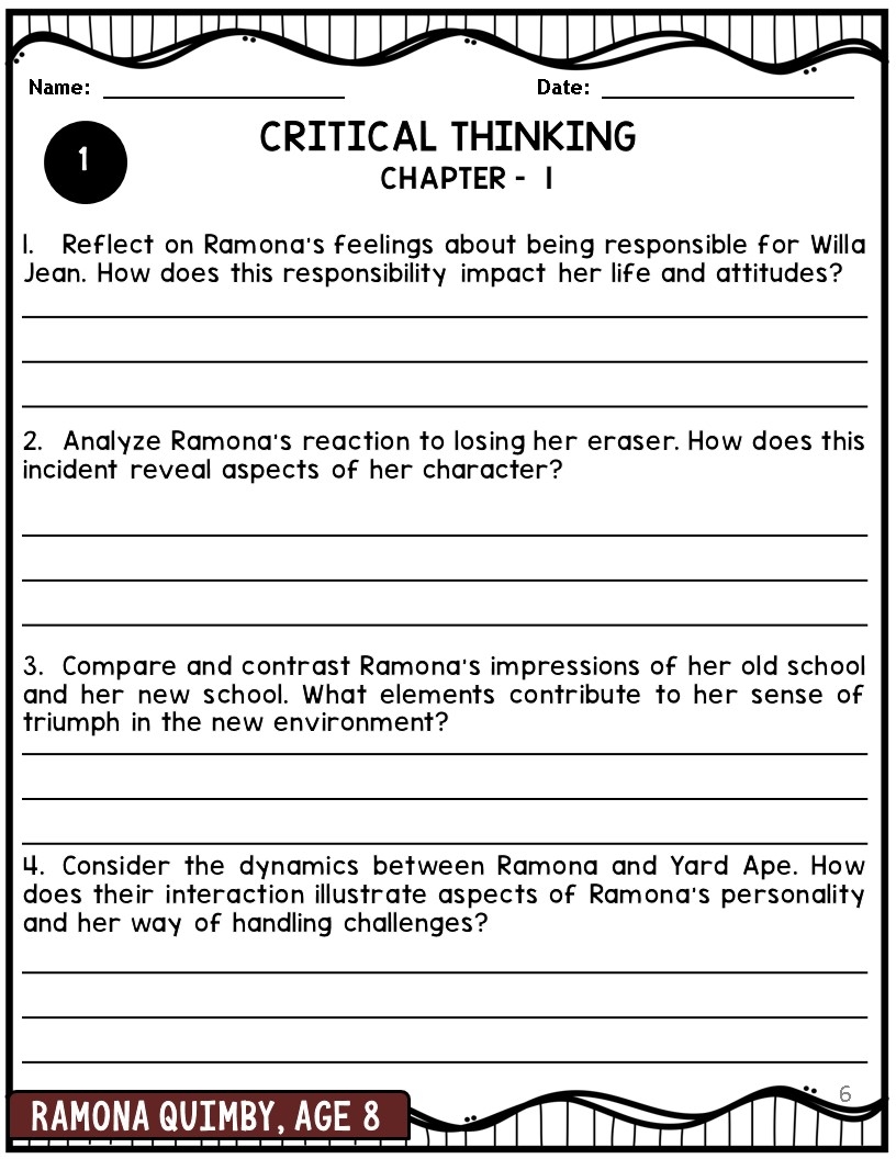 Ramona Quimby Age 8 Novel Study Guide Made By Teachers Ramona Quimby Age 8 Novel Study Guide Made By Teachers