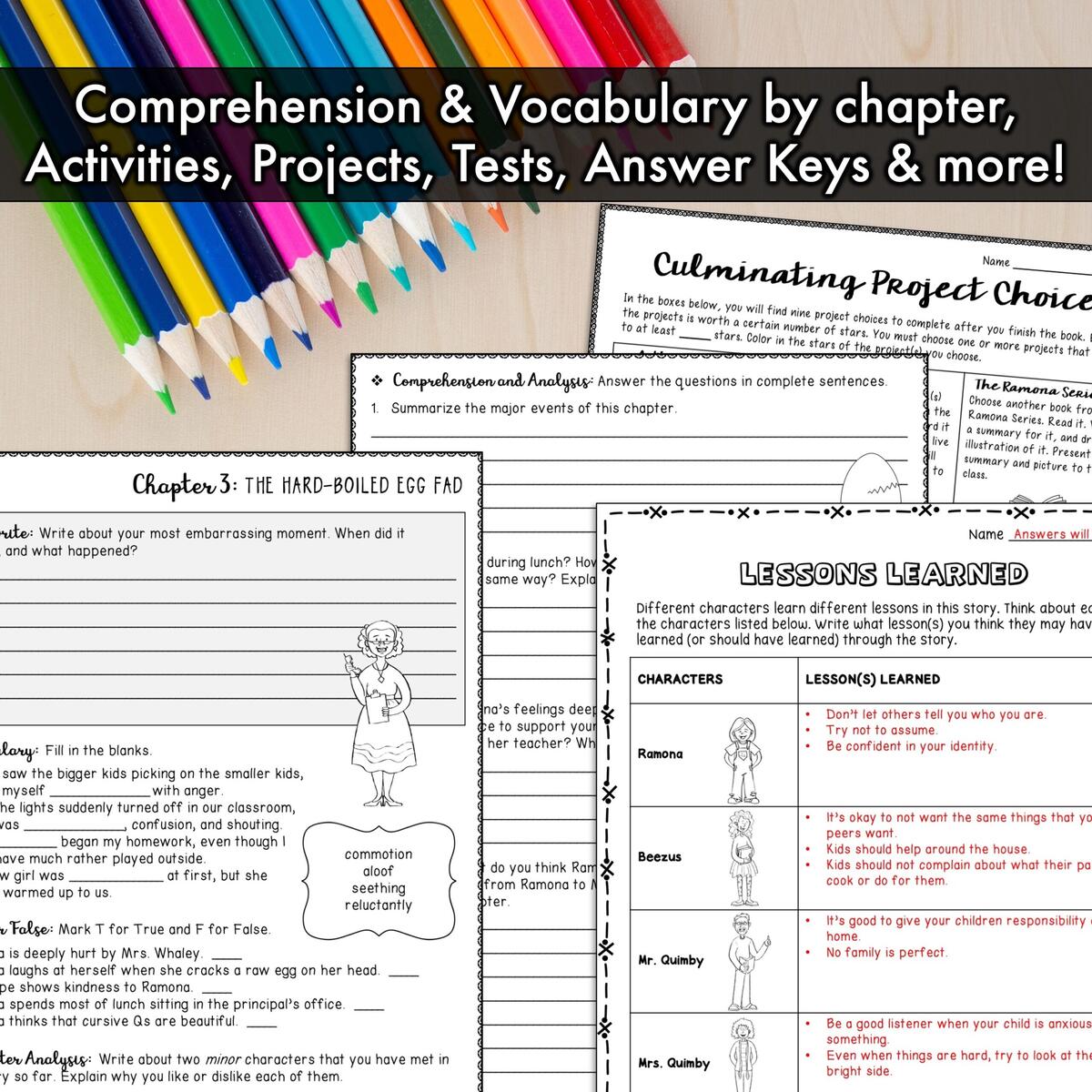 Ramona Quimby Age 8 Novel Study Unit Made By Teachers Ramona Quimby Age 8 Novel Study Unit Made By Teachers