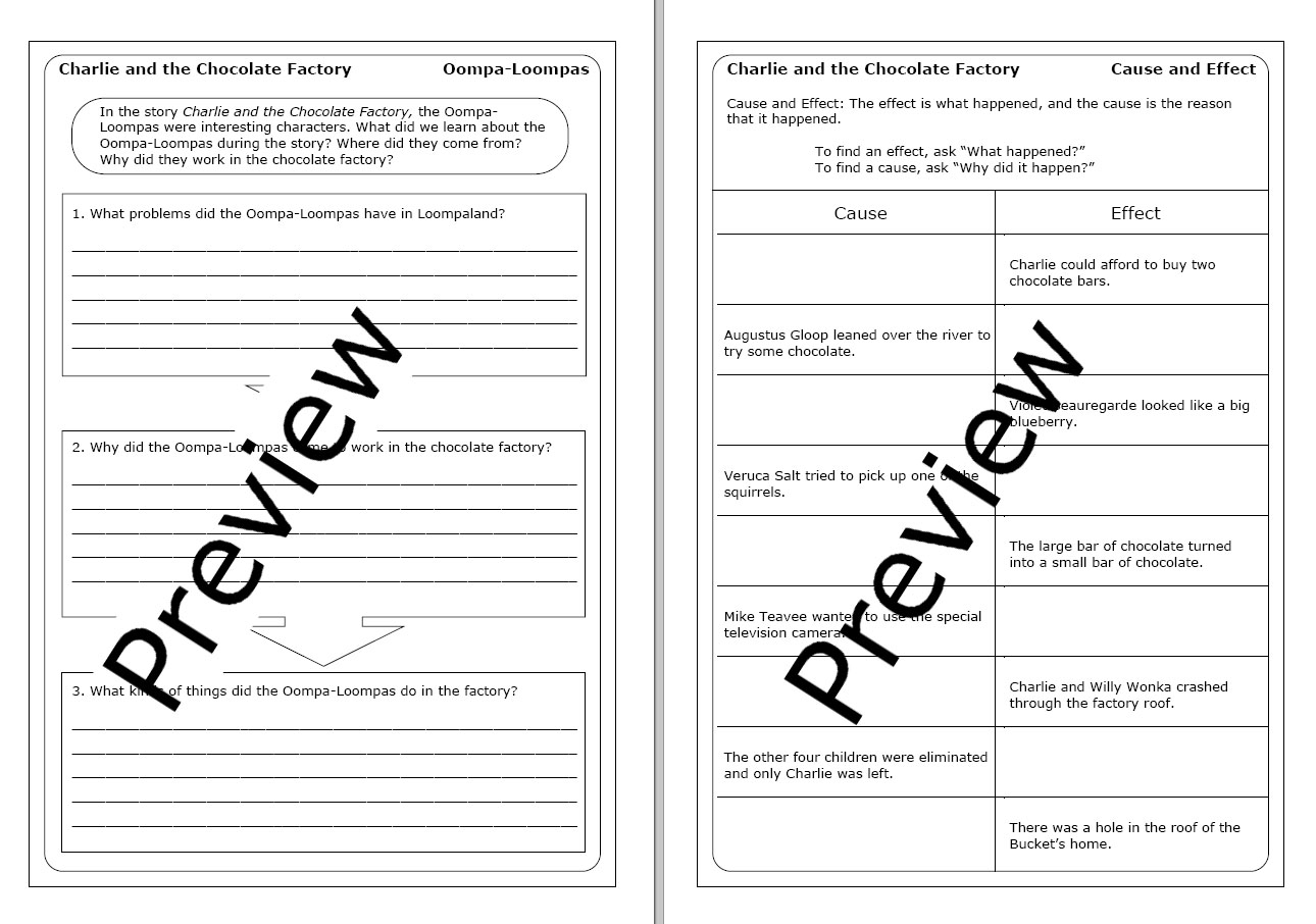Charlie And The Chocolate Factory Worksheet