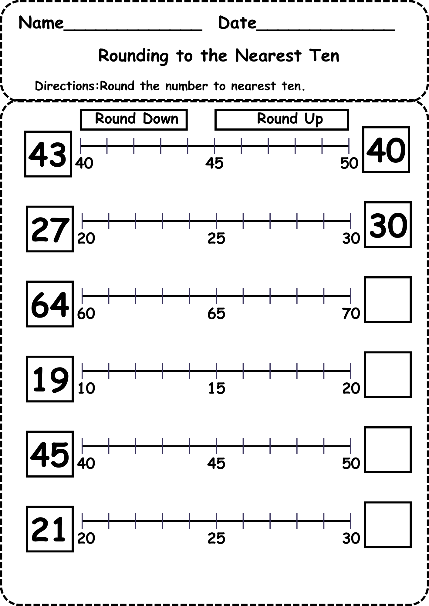 Round Off To Nearest 10 Worksheet Free Printable Math Practice