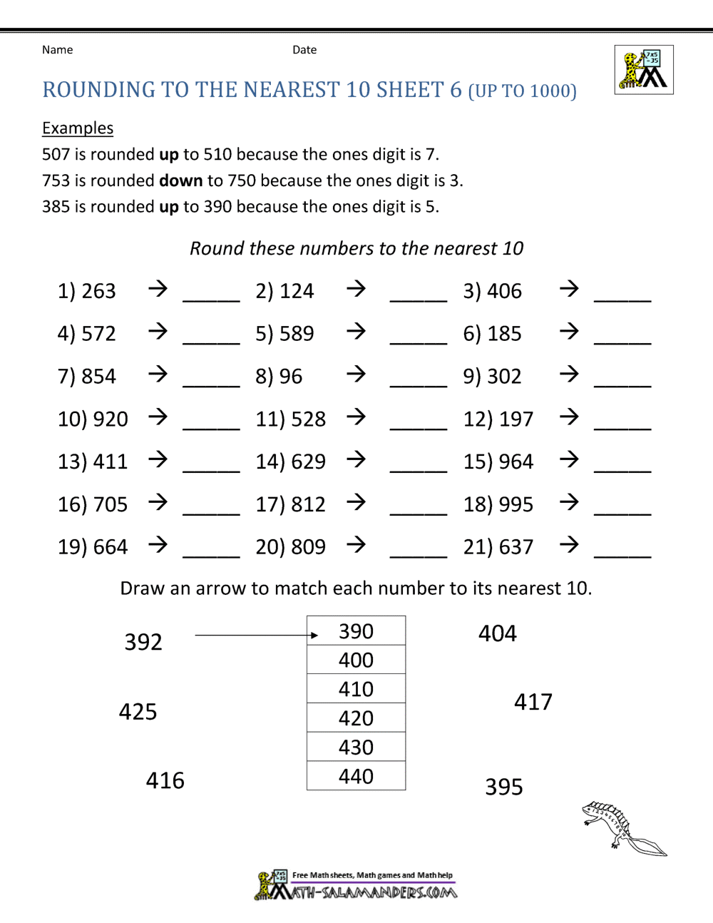 Free Rounding To The Nearest 10 Worksheets Teach Prints
