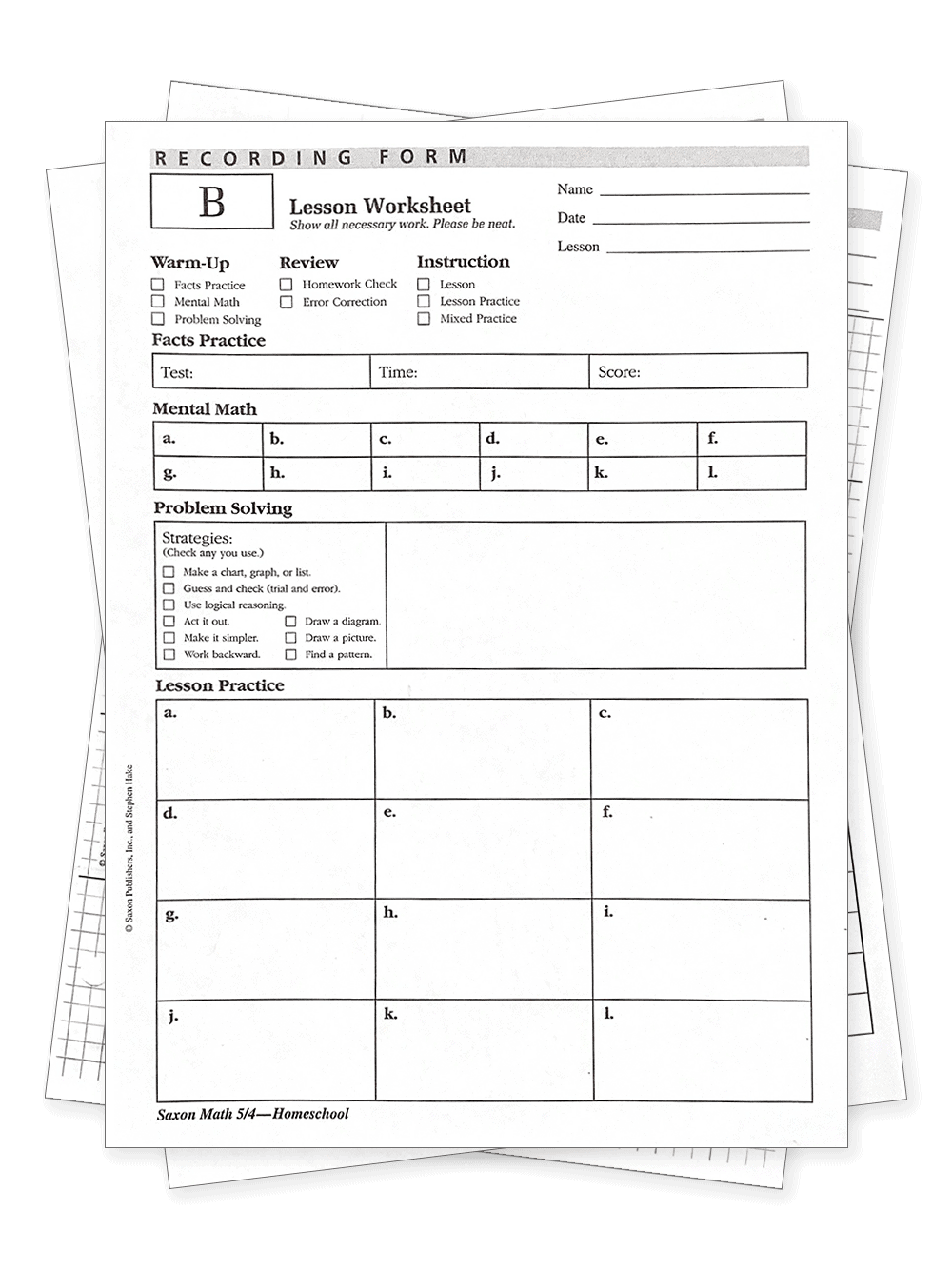 Saxon Math Intermediate 5 Comp Homeschool Kit Worksheets Library
