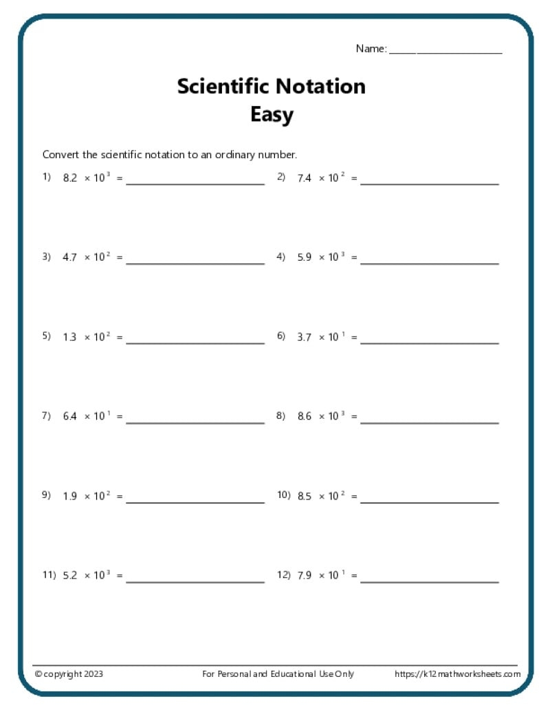 Comparing Numbers In Scientific Notation Support Page