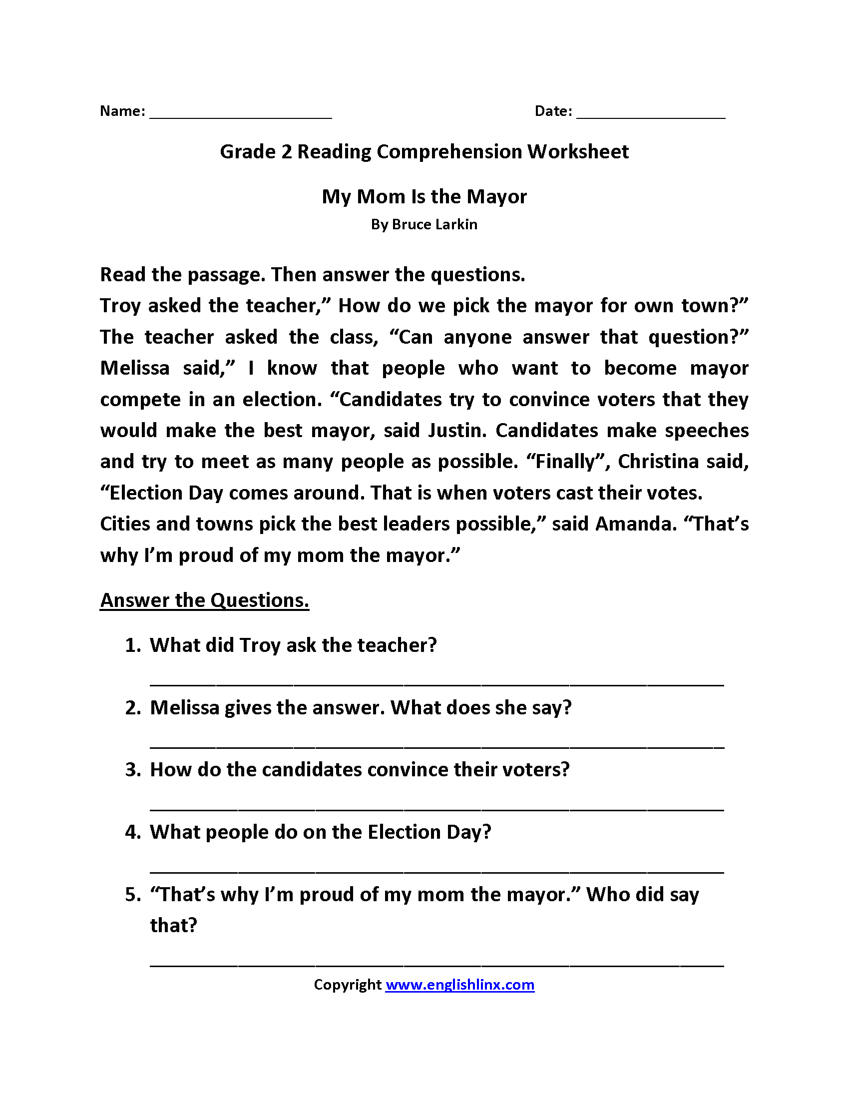 2nd Grade Reading Worksheets Best Coloring Pages For Kids