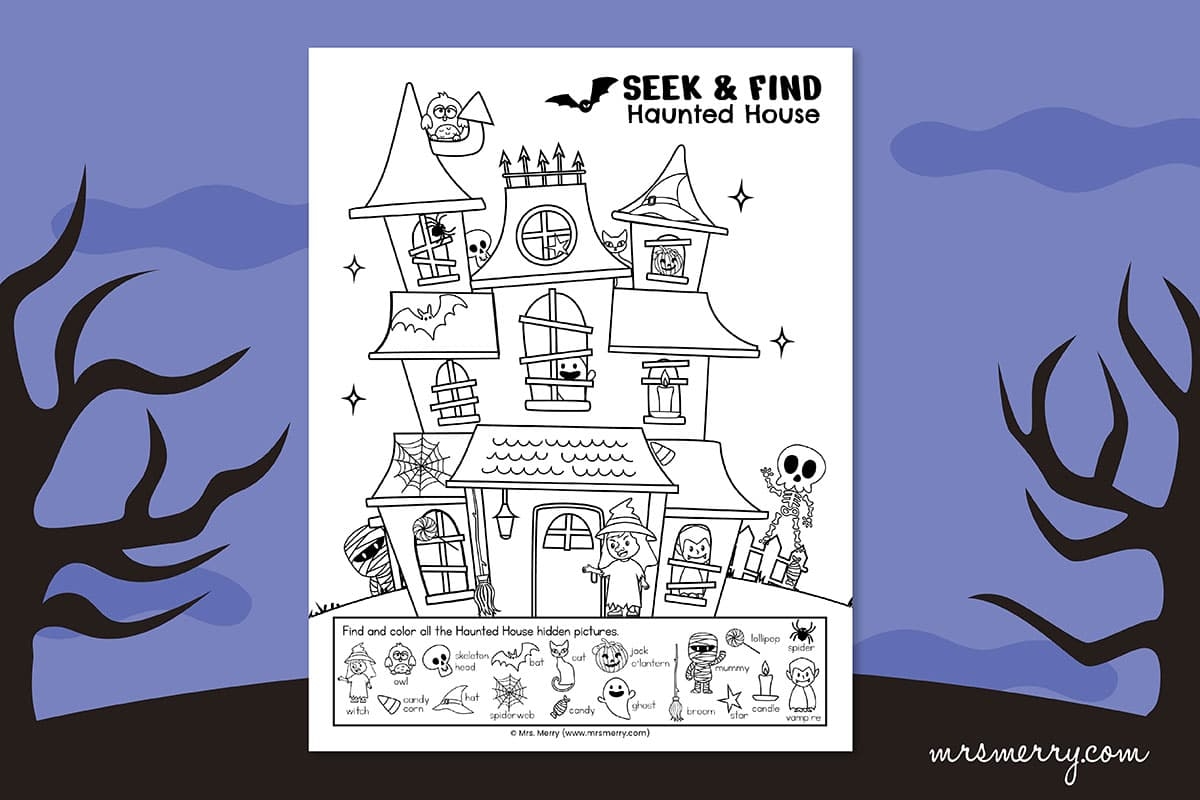 Seek And Find Haunted House Printable Puzzle Mrs Merry Seek And Find Haunted House Printable Puzzle Mrs Merry