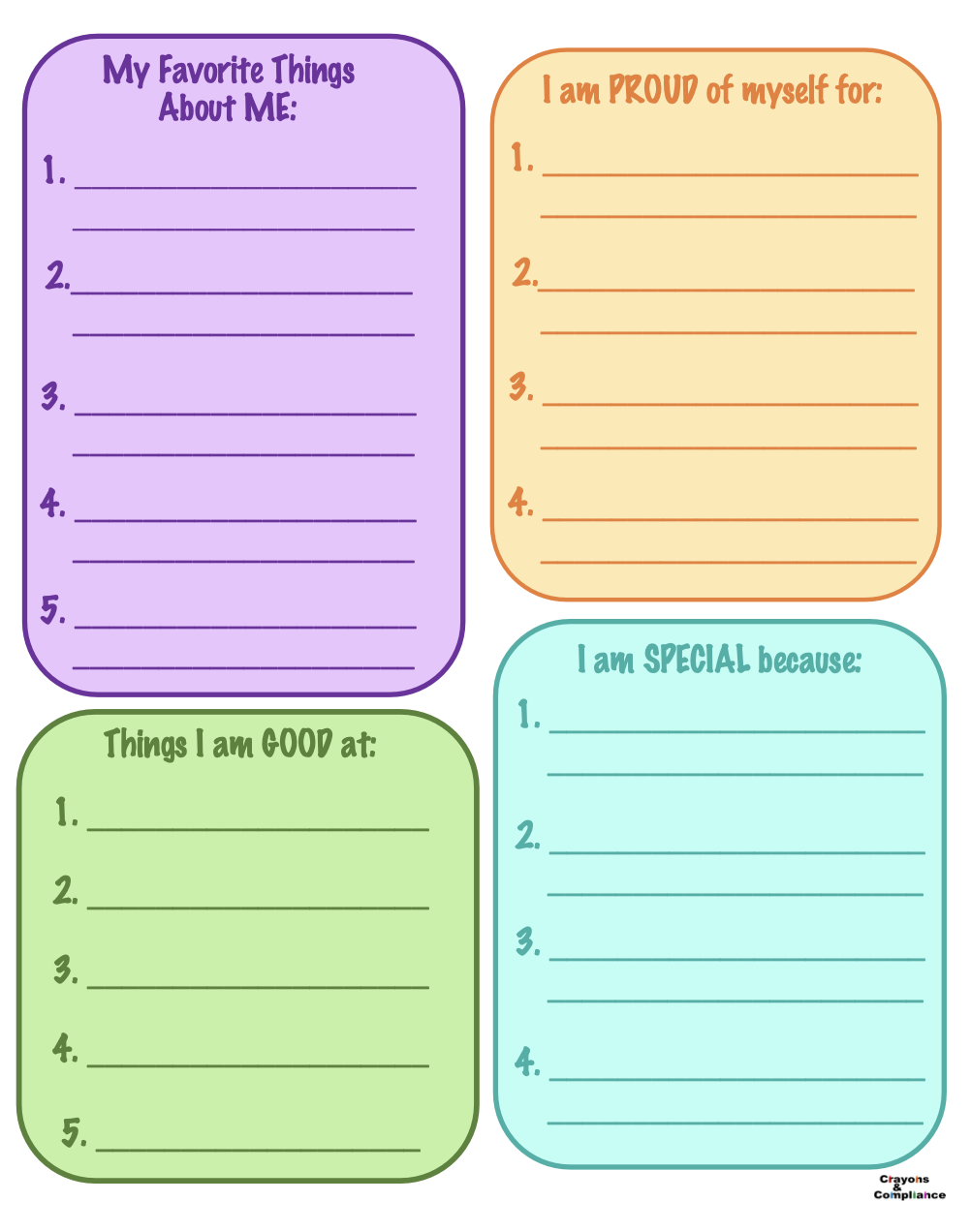 Self Esteem Daily Worksheet FREE Printable Krista H Counseling 13 Self Esteem Worksheets For Students