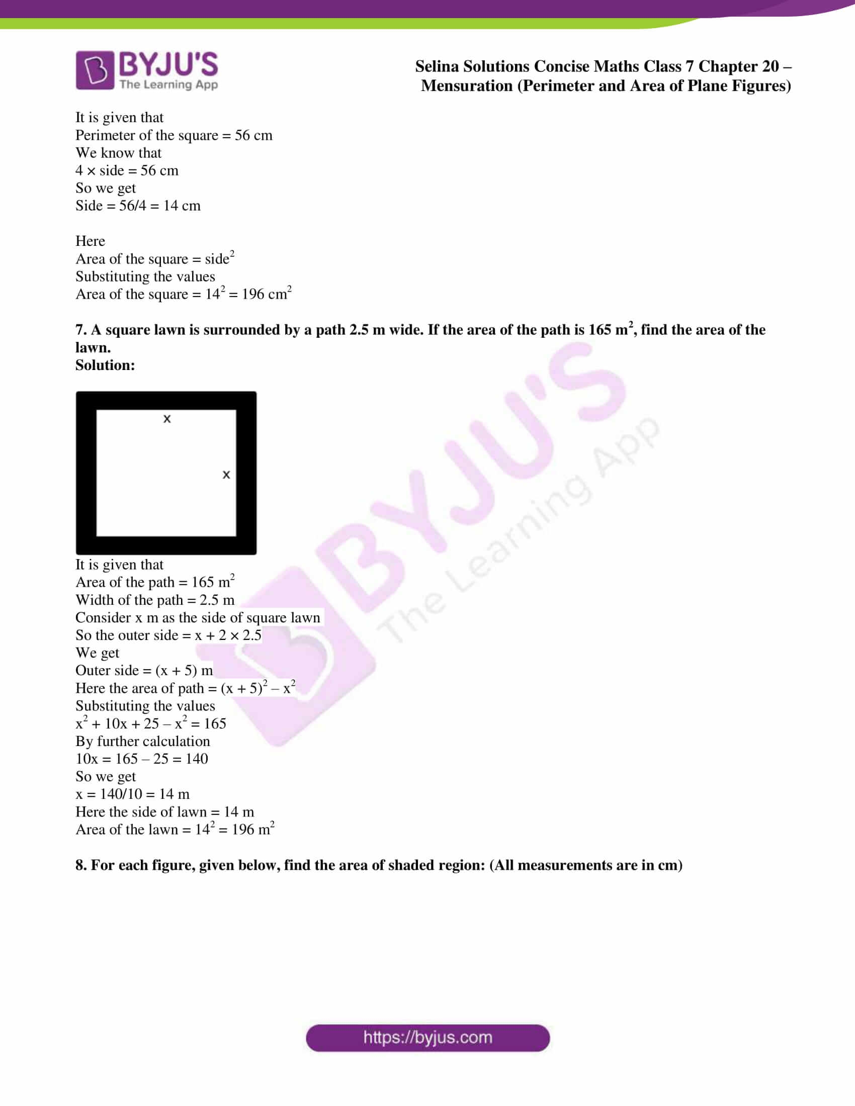 Selina Solutions Concise Maths For Class 7 Chapter 20 Mensuration Perimeter And Area Of Plane Figures Selina Solutions Concise Maths For Class 7 Chapter 20 Mensuration Perimeter And Area Of Plane Figures