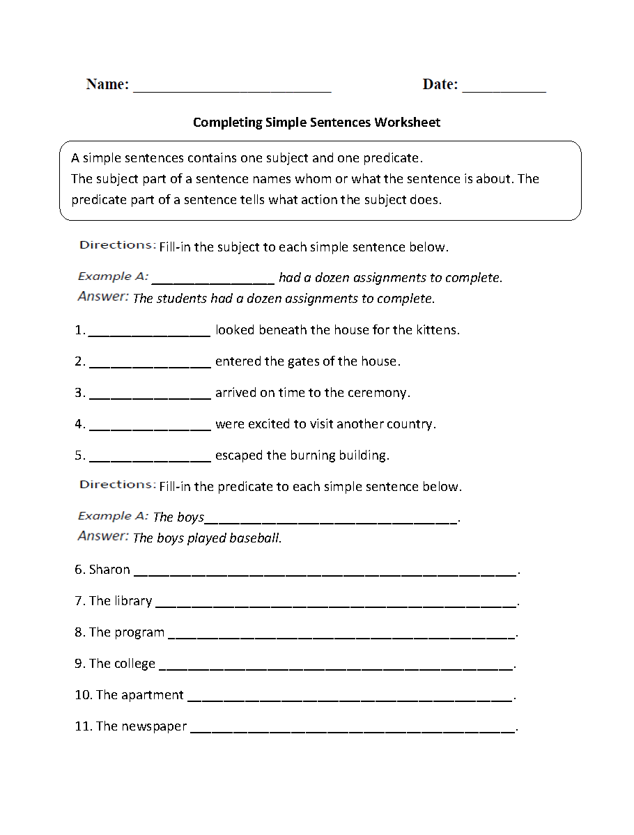 Sentence Writing Worksheets Free Printables