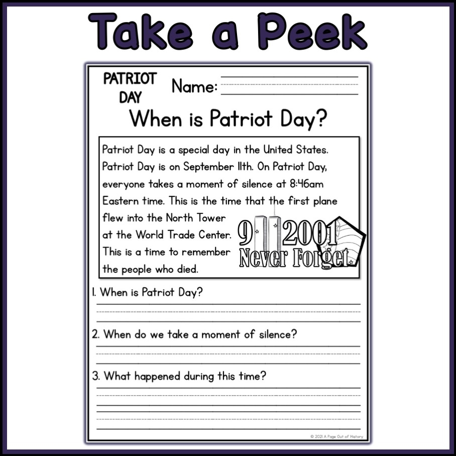 SEPTEMBER 11TH PATRIOT DAY Word Search Puzzle Worksheet Activity By Teach Simple