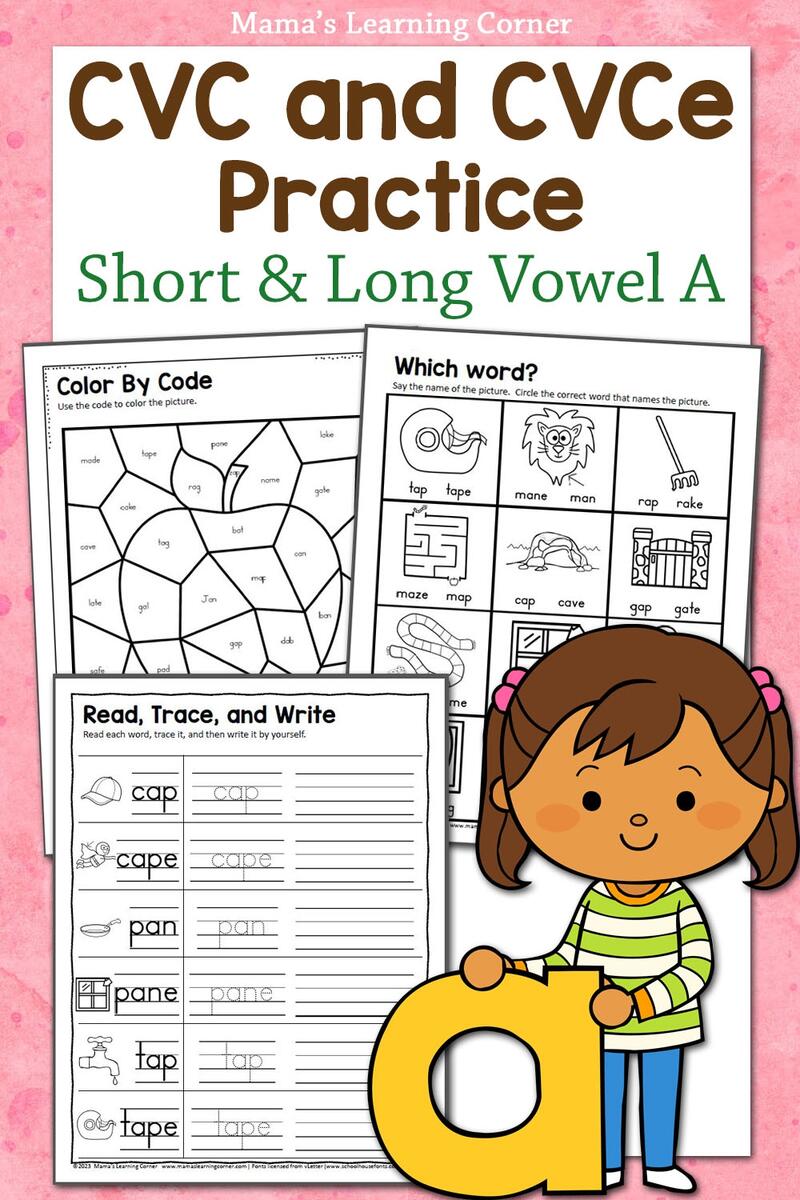Short A And Long A Worksheets CVC And CVCe Mamas Learning Corner
