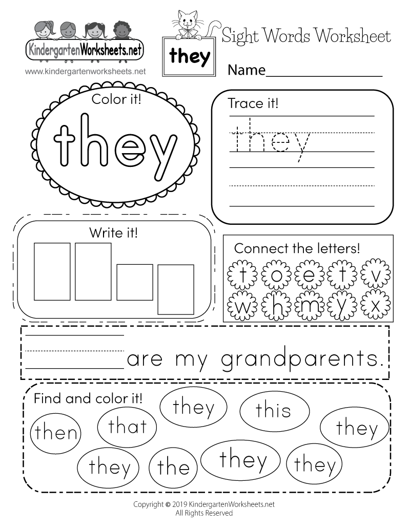 Sight Word They Worksheet Free Printable Digital PDF Free Printable Sight Word Play Worksheet