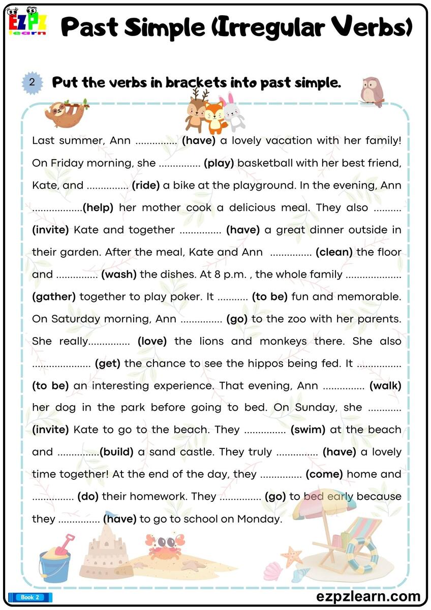 English For Kids Step By Step Irregular Verbs Exercises And Worksheets