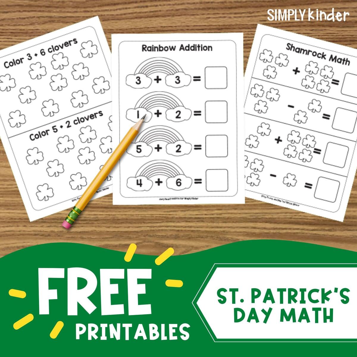 Simple St Patricks Day Math Printables Simply Kinder St Patricks Day Worksheets Best Coloring Pages For Kids