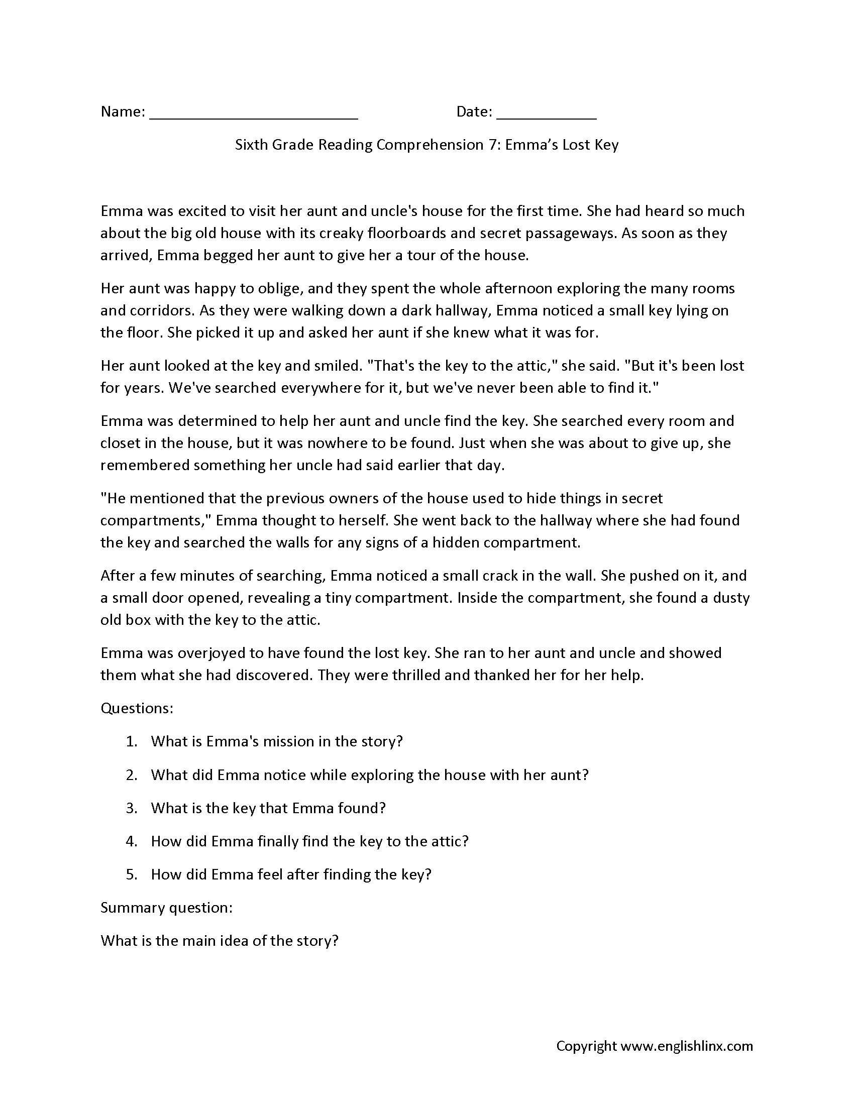 Sixth Grade Reading Comprehension Worksheets Free Printable 6th Grade Reading Passages 14 6th Grade Language Arts Worksheets Free PDF At Worksheeto