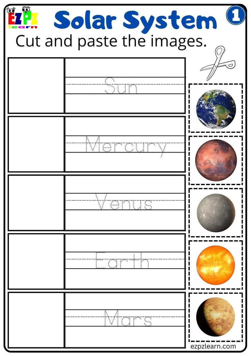 Solar System Cut And Paste Worksheet 1 For Kids Ezpzlearn