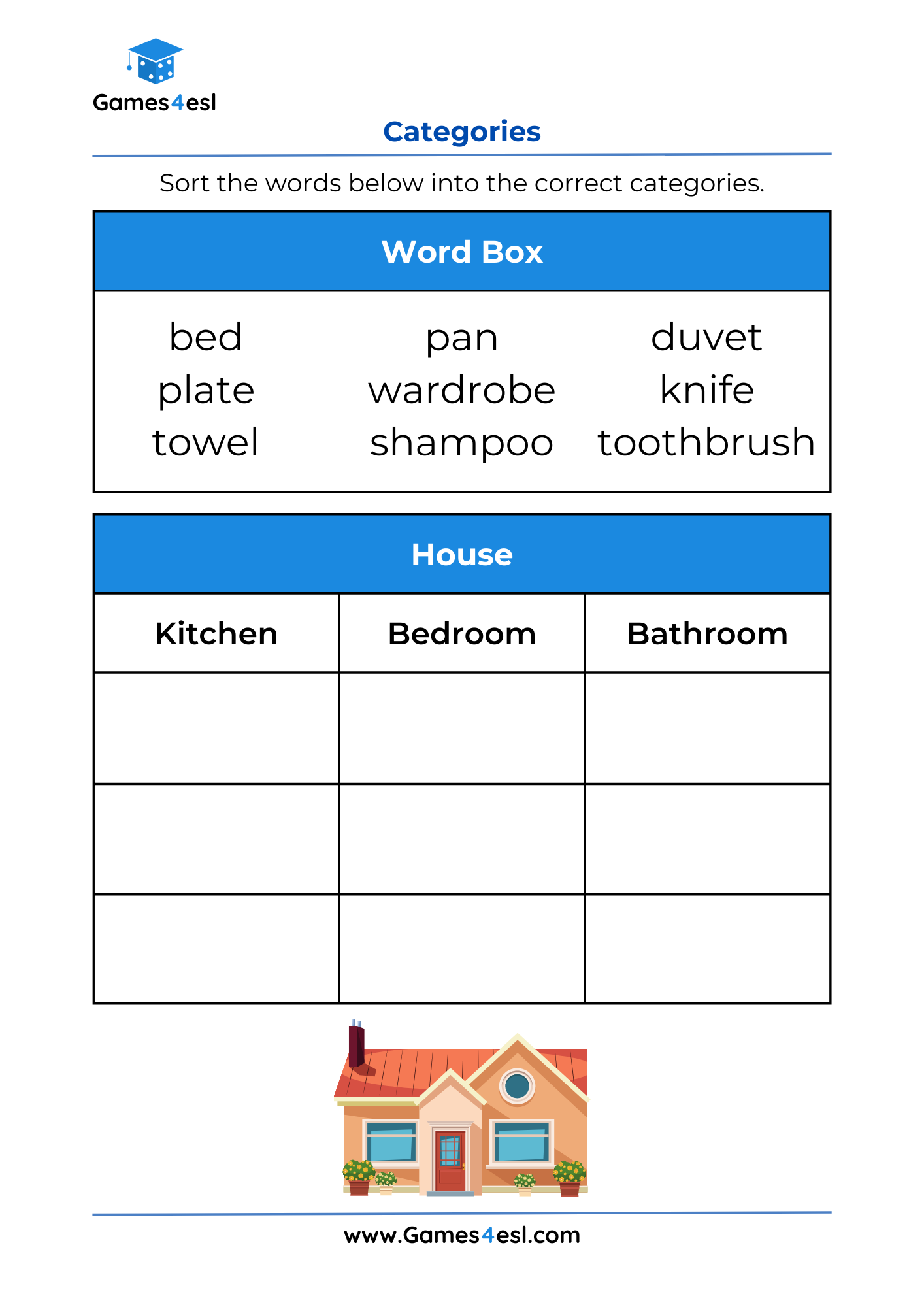 Sorting Worksheets For Grade 1 Sorting Words Into Categories Games4esl