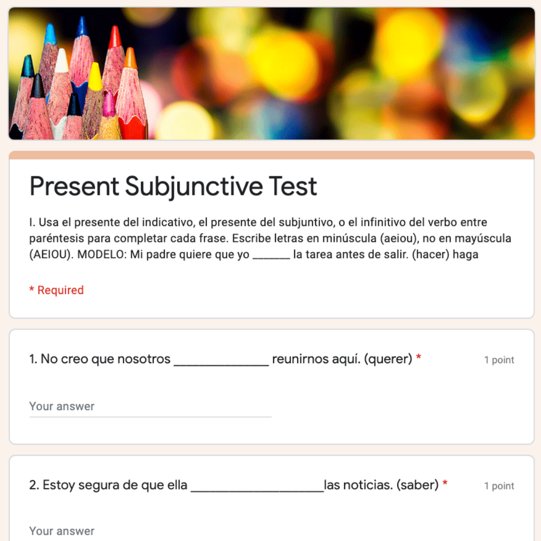 Spanish Subjunctive Digital And Printable Assessments Tests Worksheets Best PowerPoints For Spanish French