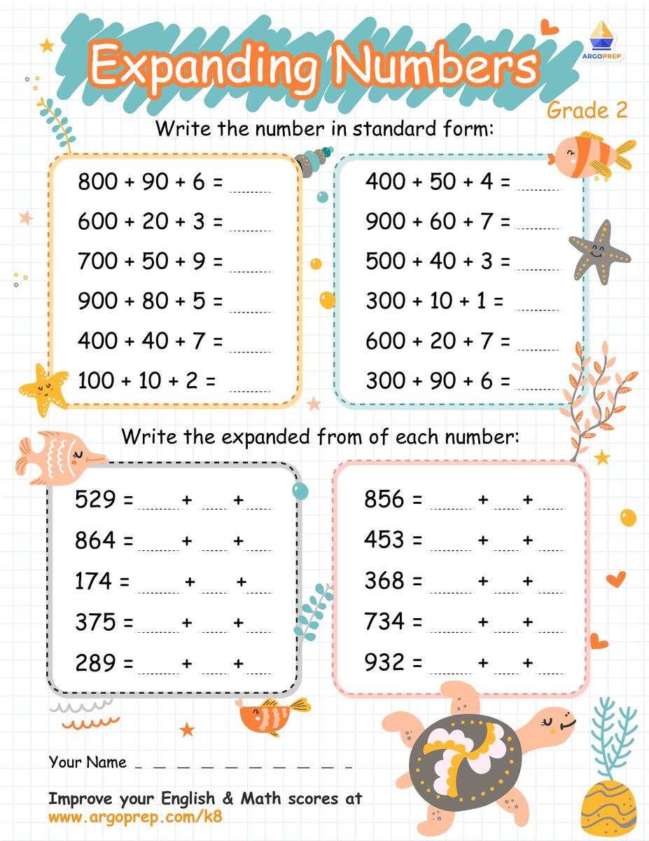 Standard And Expanded Form Numbers With Sea Turtle ArgoPrep Standard And Expanded Form Numbers With Sea Turtle ArgoPrep