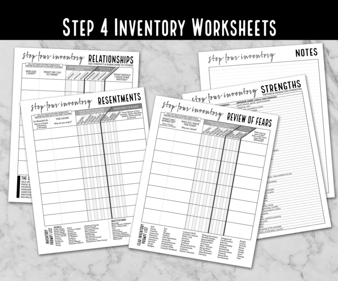 Step 4 Inventory Worksheets Instant Download Pdf Etsy Step 4 Inventory Worksheets Instant Download Pdf Etsy