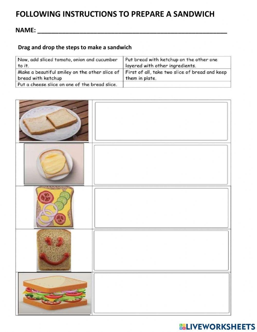 Steps To Prepare A Sandwich Worksheet Worksheets Library