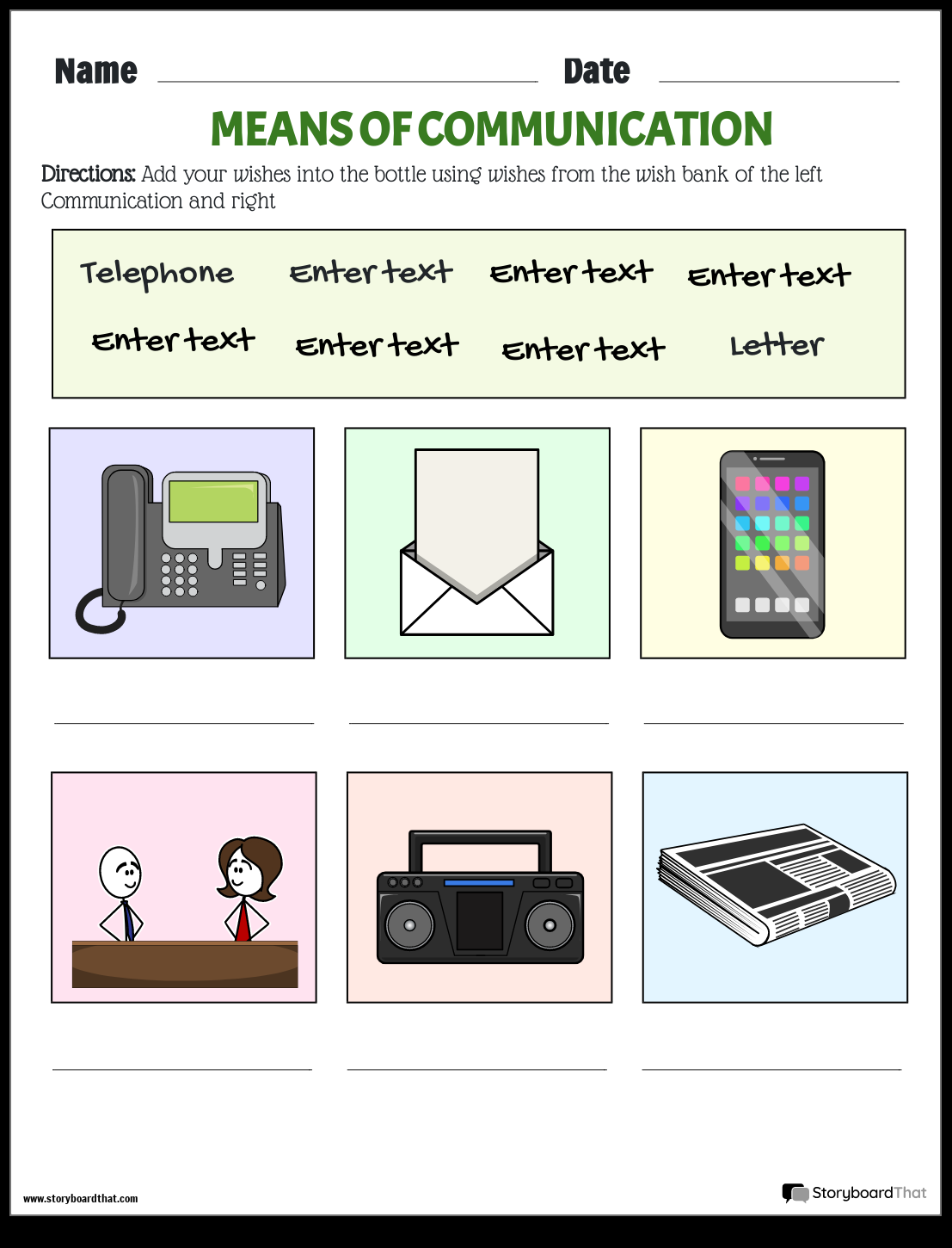 Communication Worksheets
