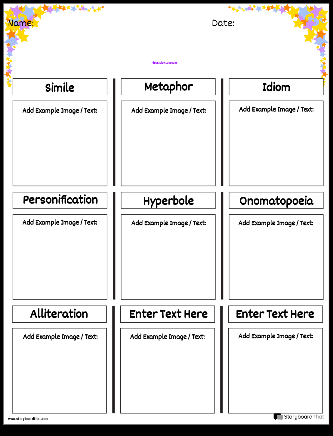 Storyboard That Free Figurative Language Worksheets Storyboard That Free Figurative Language Worksheets