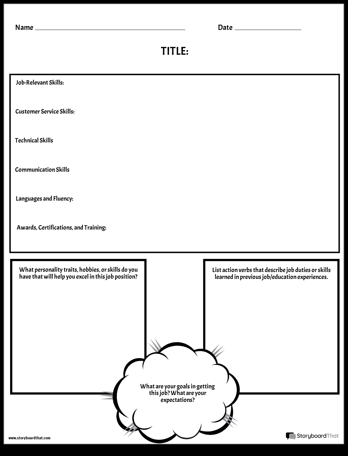 Storyboard That Free Resume Worksheet Templates Storyboard That Free Resume Worksheet Templates