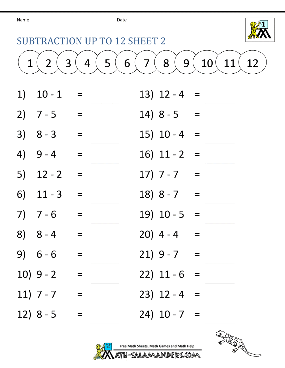 Subtraction Facts Worksheets 1st Grade Subtraction Facts Worksheets 1st Grade