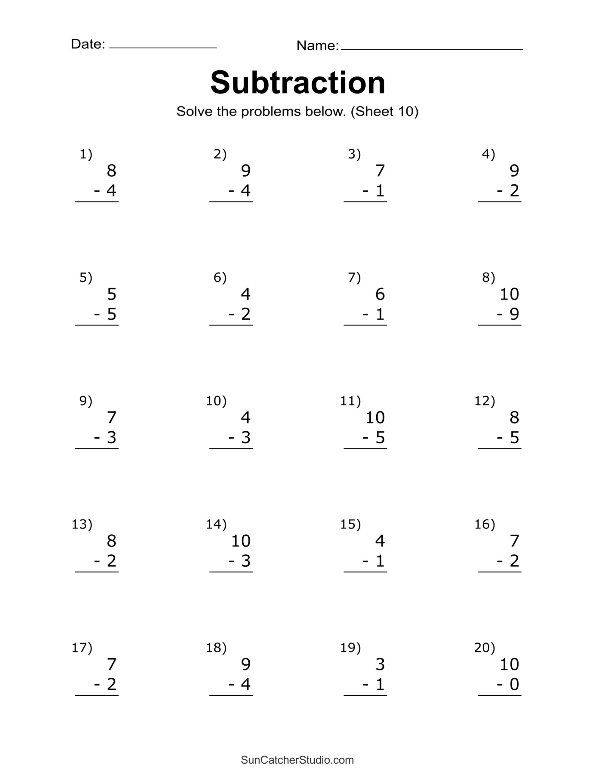 Free Subtraction Worksheet Templates To Edit And Print Canva