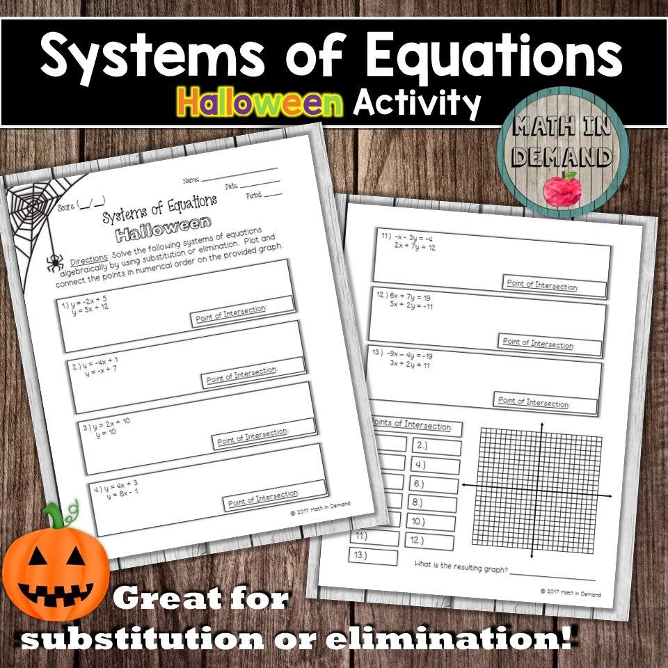 Systems Of Equations Halloween Activity