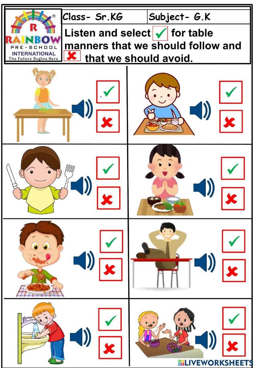 VCCE Table Manners Worksheet Worksheets Library
