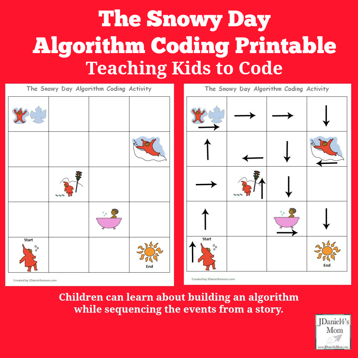 Teaching Kids To Code The Snowy Day Algorithm Coding Printable 60 Coding Worksheets For Kids Education No Computer Algorithm Instant Digital Download Quiet Book Busy Book STEM Printable Activities Etsy