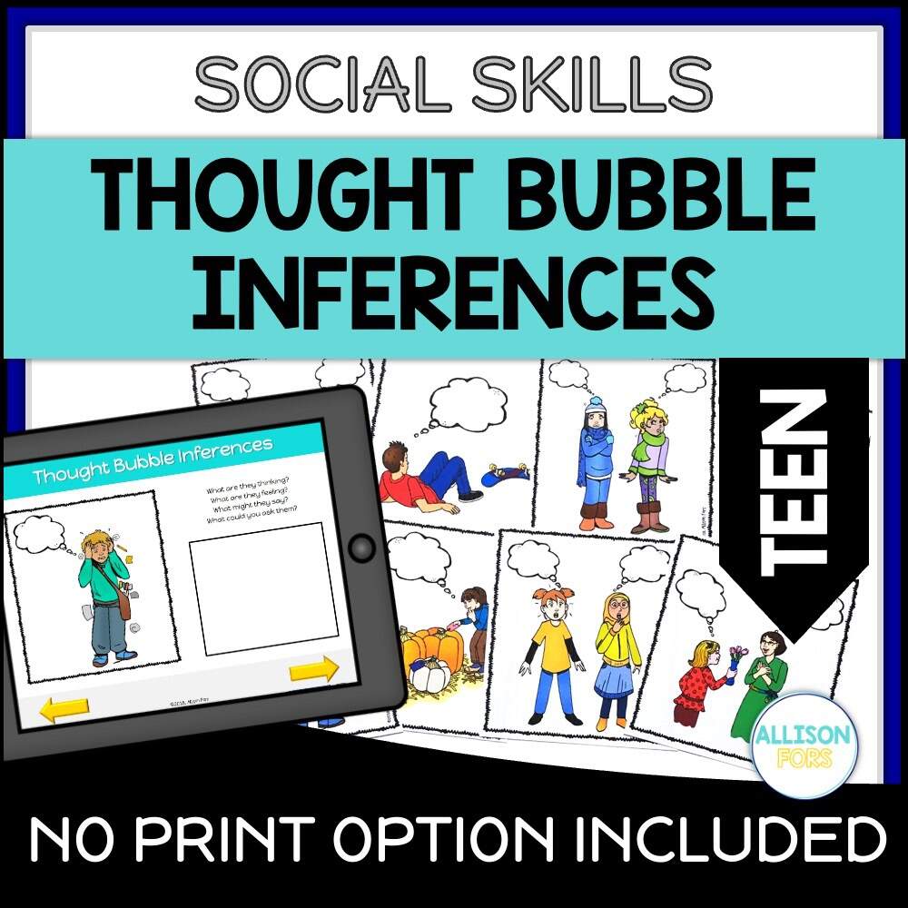 TEEN Thought Bubble Social Inferences And Problem Solving Scenarios Speech Therapy Allison Fors Inc