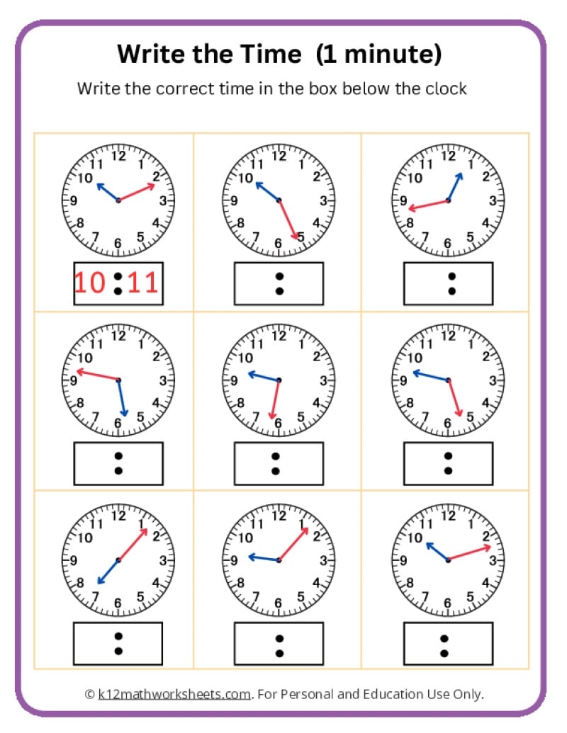 Telling Time Worksheets O Clock And Half Past