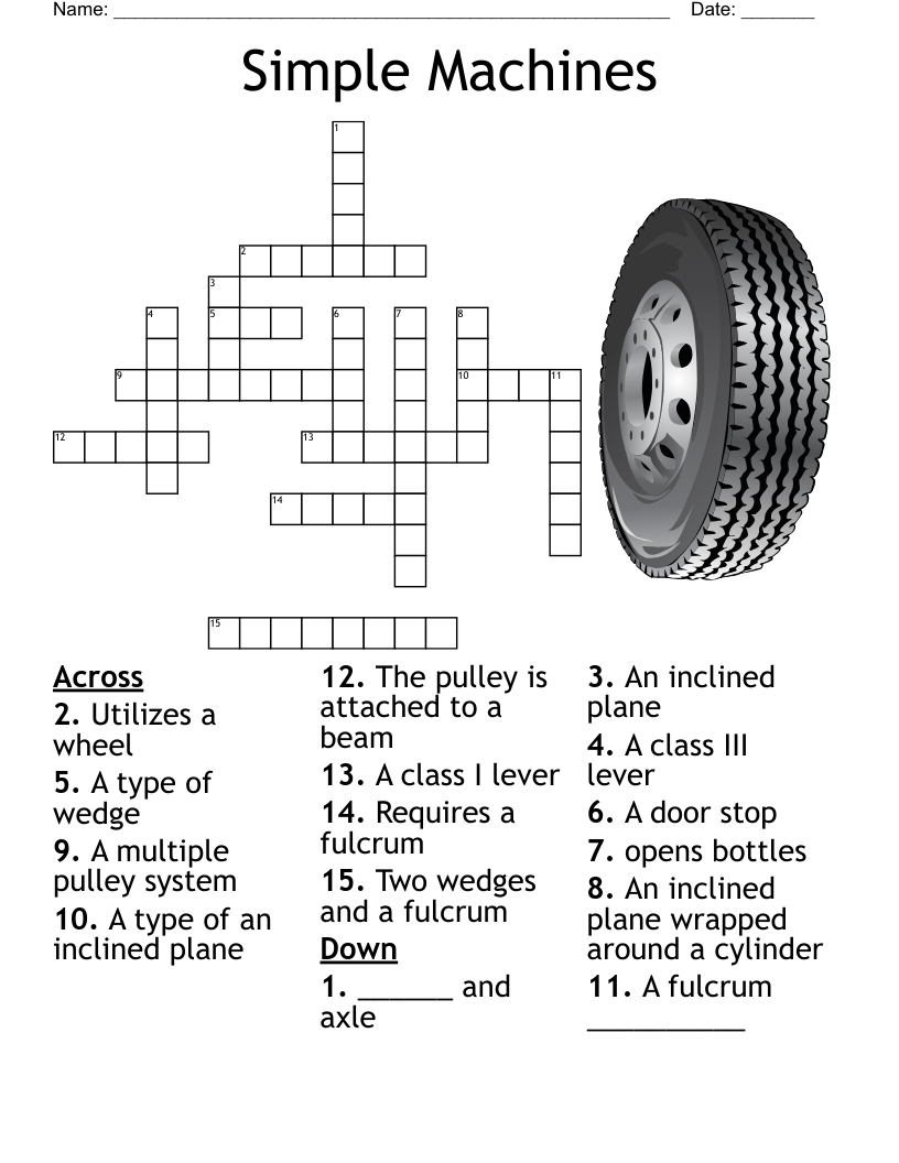 THE 6 SIMPLE MACHINES Crossword WordMint