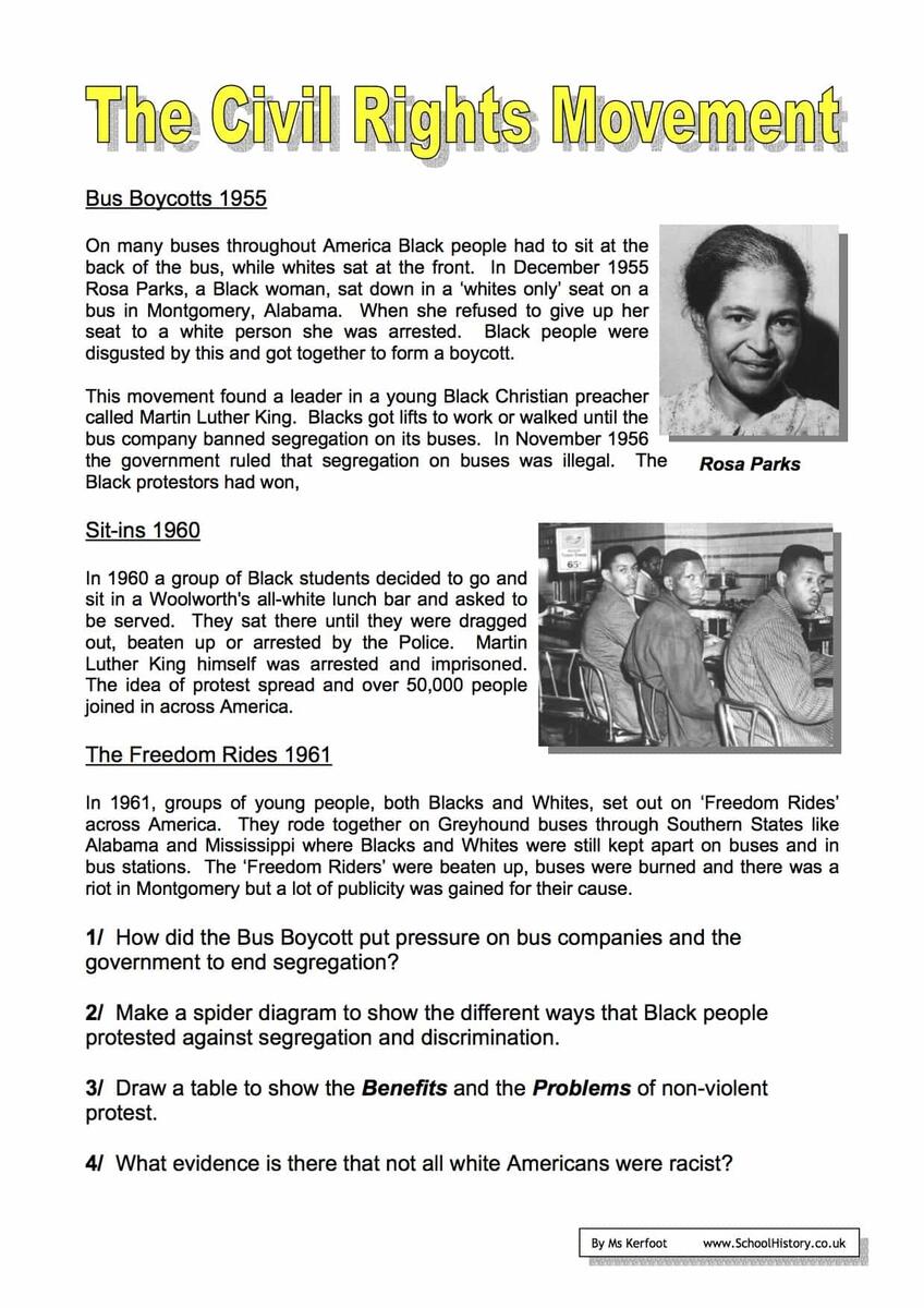The Civil Rights Movement Worksheets Year 9 Free PDF Worksheets Library