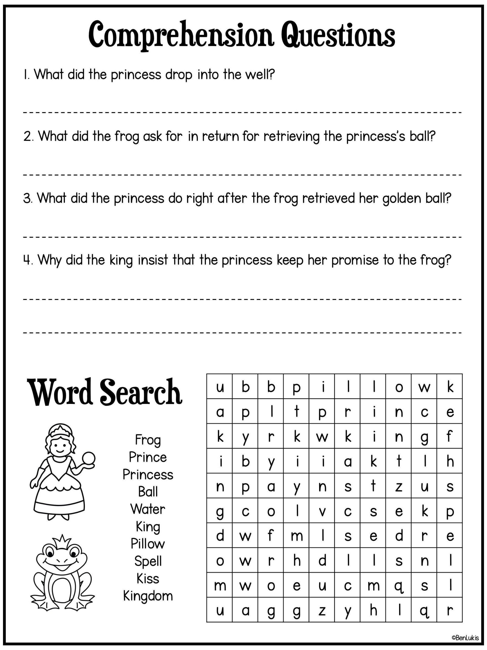 The Frog Prince Activity Pack Homeschool Printables Digital Download Etsy Israel