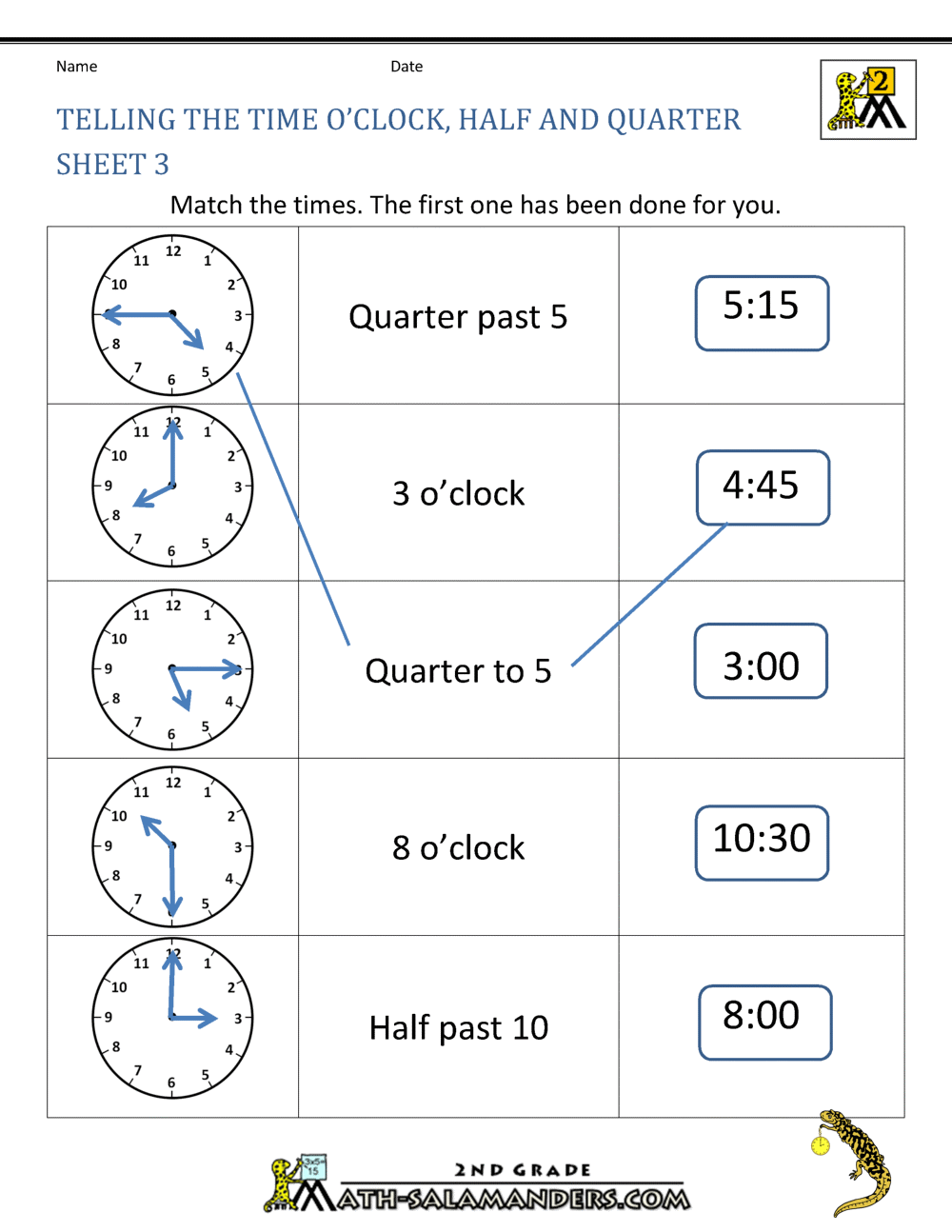 Time Worksheet O Clock Quarter And Half Past Digital Telling Time Worksheets 2nd Grade Time To 5 Minutes Elapsed Time The Mountain Teacher