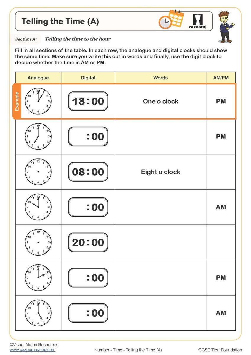 Time Worksheets FREE KS3 Maths