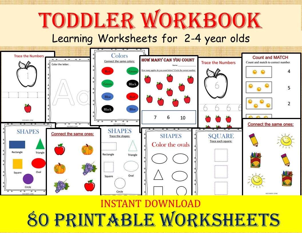 Toddler Workbook Ages 2 4 Fun Learning Activity Worksheets For Early Development Preschoolers Alphabet Tracing Numbers Shapes Etsy Israel