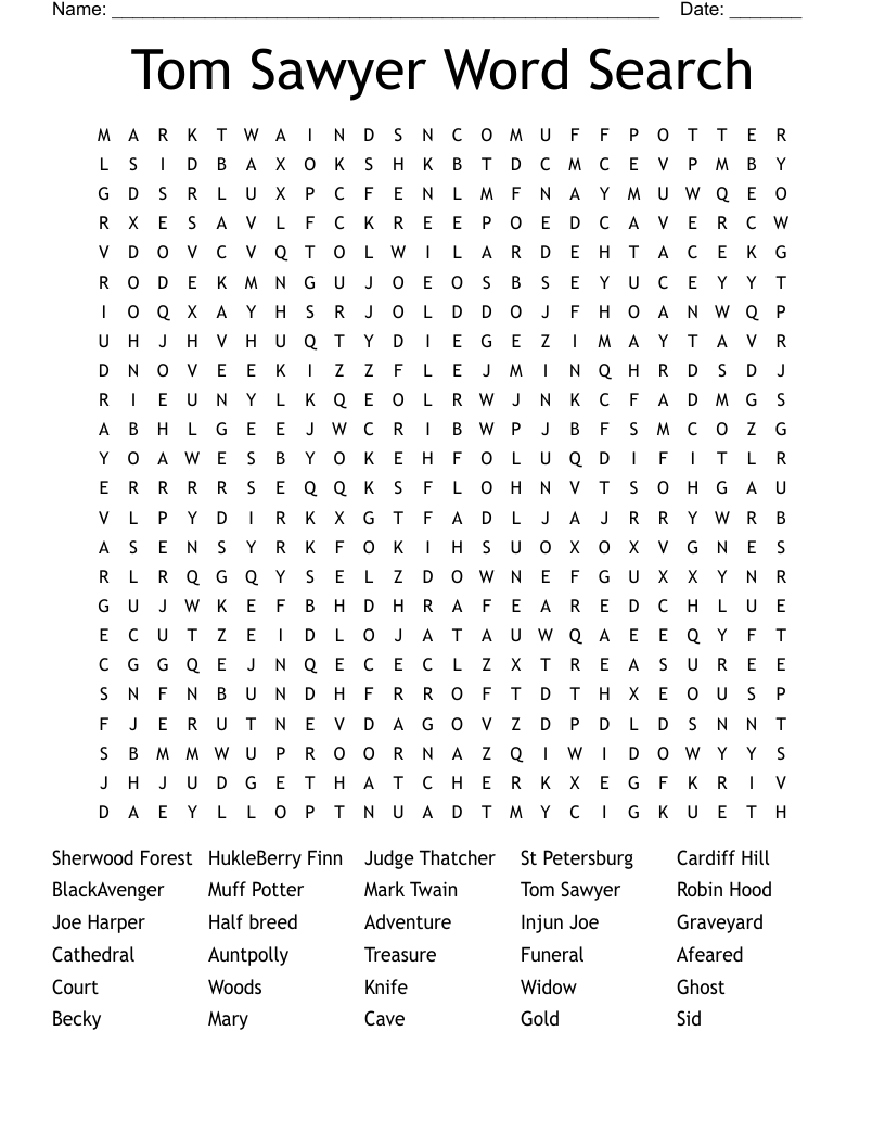Tom Sawyer Bingo Cards WordMint Tom Sawyer Bingo Cards WordMint