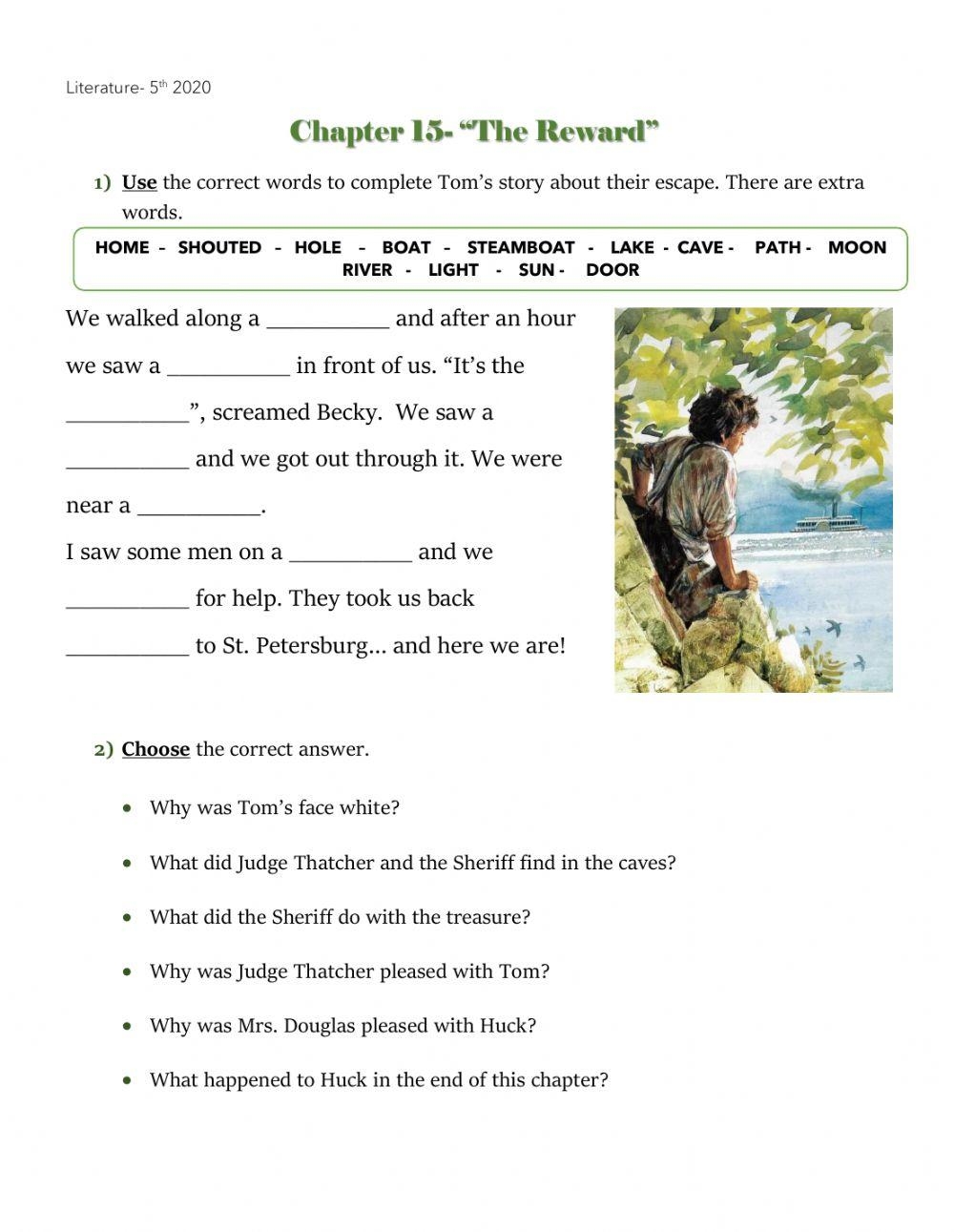 Tom Sawyer Chapter 1 ESL Worksheet By Csarc68 Worksheets Library Character Traits Tom Sawyer S Fence Worksheet Worksheet
