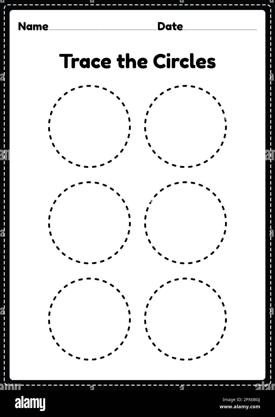 Trace The Circle Worksheet For Kindergarten And Preschoolers Kids For Educational Activites In A Printable Vector Illustration Stock Photo Alamy Trace The Circle Worksheet For Kindergarten And Preschoolers Kids For Educational Activites In A Printable Vector Illustration Stock Photo Alamy