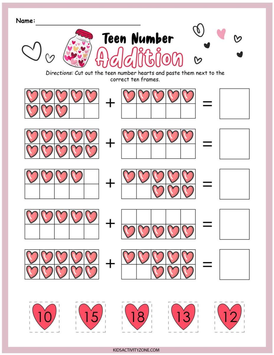 Valentine Erasers For Kids FREE Printable Valentines Day Math Counting To 10 Activities Valentine s Day Math Worksheets